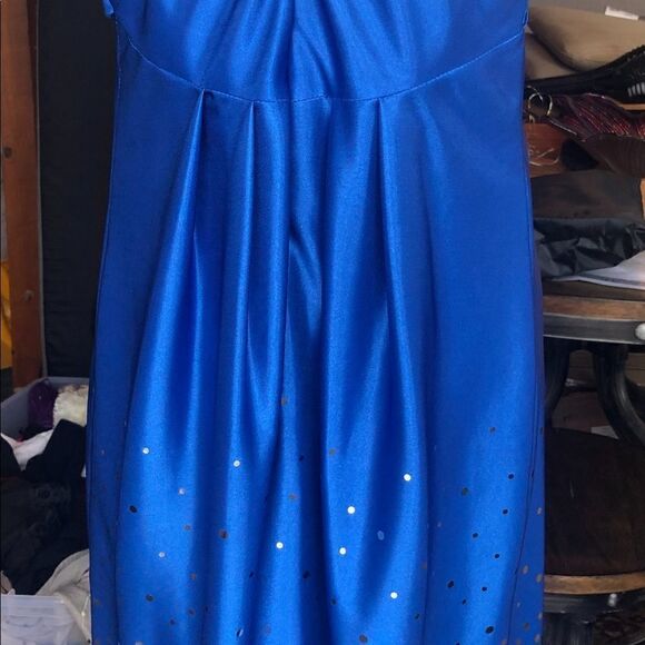 Wendye C Jump Apparel blue dress 27 inches long with sequins and balloon bottom - Picture 4 of 12